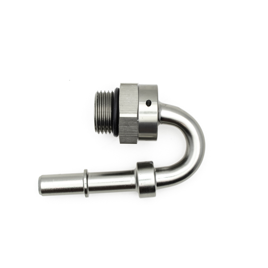 [6-02-0116] Deatschwerks 8AN ORB Male to 3/8 Inch Male EFI Quick Connect Adapter 180-Degree (Incl O-Ring), Anodized DW Titanium