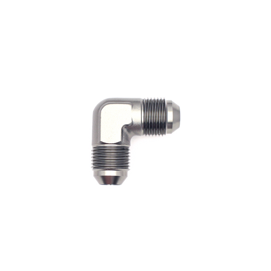 [6-02-0208] Deatschwerks 8AN Male Flare to 8AN Male Flare 90-Degree Fitting, Anodized DW Titanium