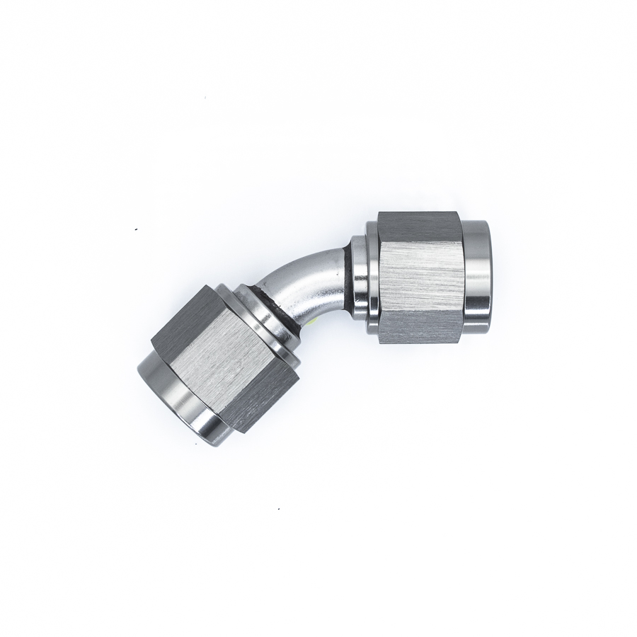 [6-02-0212] Deatschwerks 6AN Flare Female Swivel 45-Degree to 6AN Flare Female Swivel 45-Degree, Anodized DW Titanium