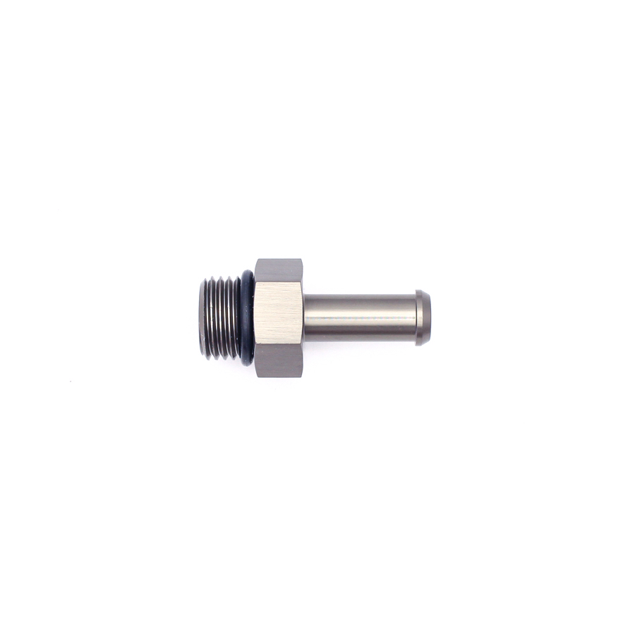 [6-02-0505] Deatschwerks 6AN ORB Male to 5/16 Inch Male Barb Fitting (Incl O-Ring), Anodized DW Titanium