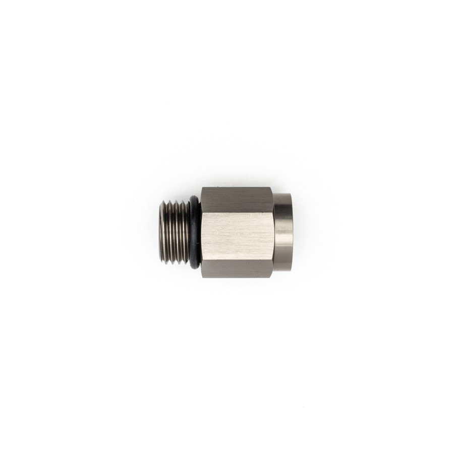 [6-02-0601] Deatschwerks 6AN ORB Male to M12 X 1.5 Metric Female (Incl O-Ring), Anodized DW Titanium