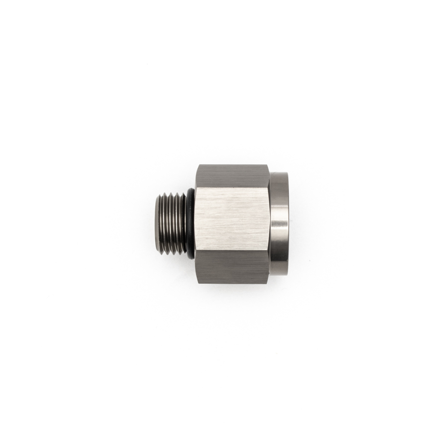 [6-02-0605] Deatschwerks 6AN ORB Male to M18 X 1.5 Metric Female (Incl O-Ring), Anodized DW Titanium