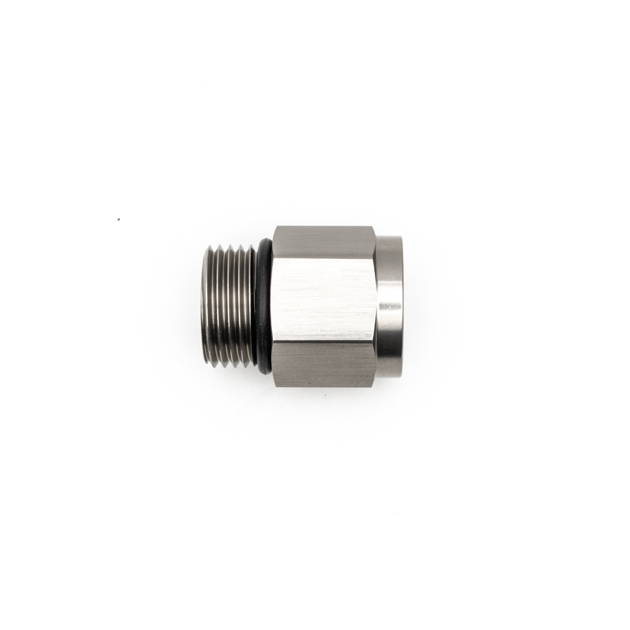 [6-02-0607] Deatschwerks 8AN ORB Male to M12 X 1.5 Metric Female (Incl O-Ring), Anodized DW Titanium