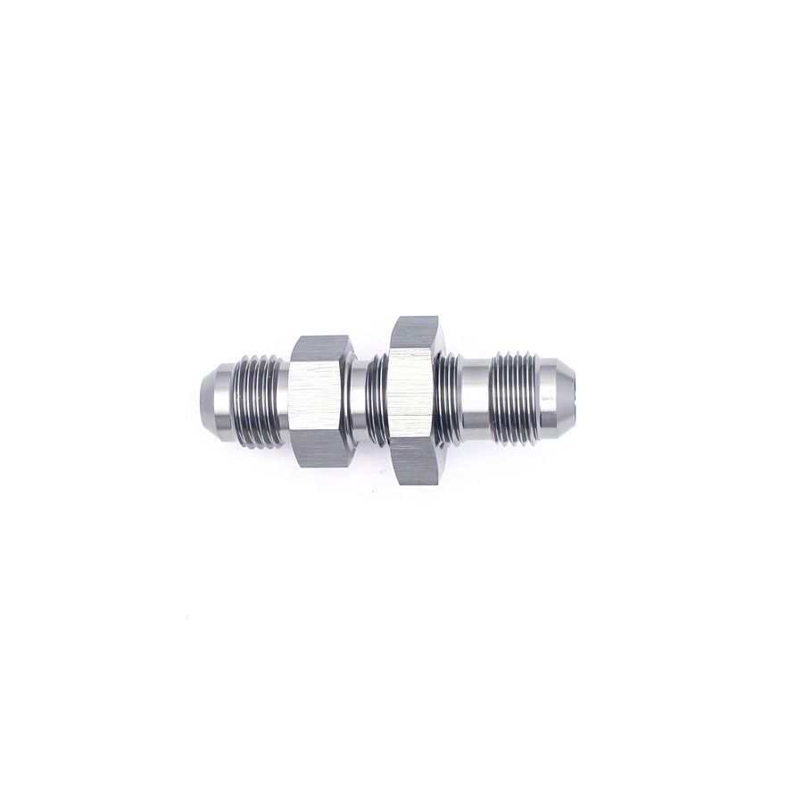 [6-02-0708] Deatschwerks 6AN Male Flare to 6AN Male Flare Bulkhead Adapter (Incl Nut), Anodized DW Titanium