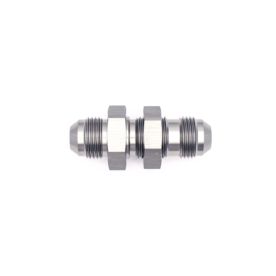 [6-02-0709] Deatschwerks 8AN Male Flare to 8AN Male Flare Bulkhead Adapter (Incl Nut), Anodized DW Titanium