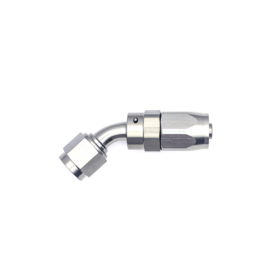 Deatschwerks 6AN Female Swivel 45-Degree Hose End CPE, Anodized DW Titanium