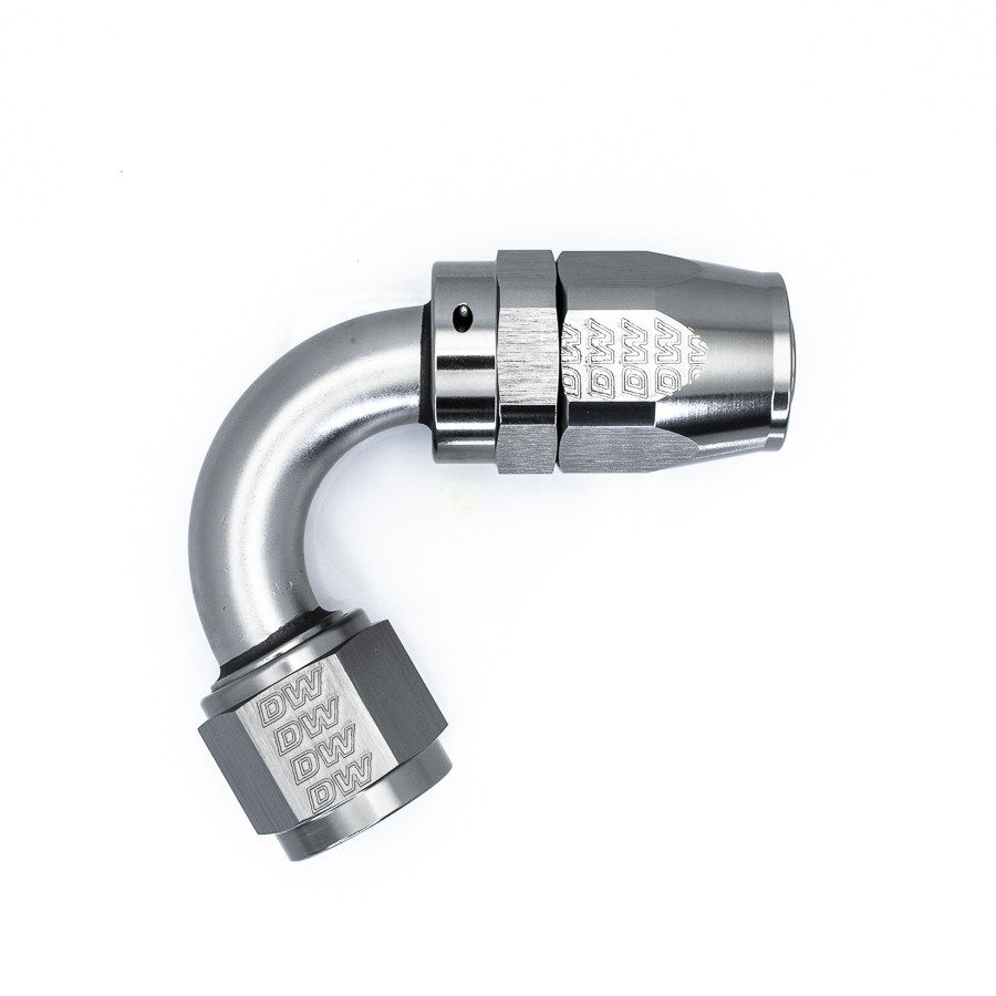 [6-02-0826] Deatschwerks 10AN Female Flare Swivel 120-Degree Hose End CPE, Anodized DW Titanium