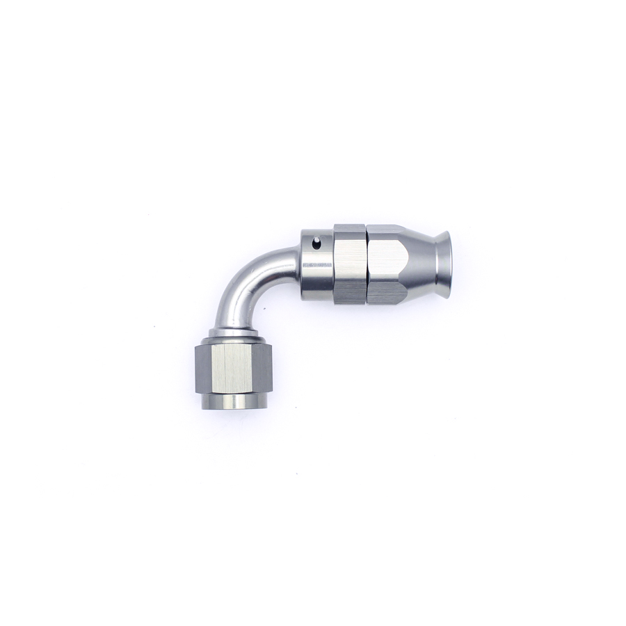 Deatschwerks 6AN Female Swivel 90-Degree Hose End PTFE (Incl 1 Olive Insert), Anodized DW Titanium