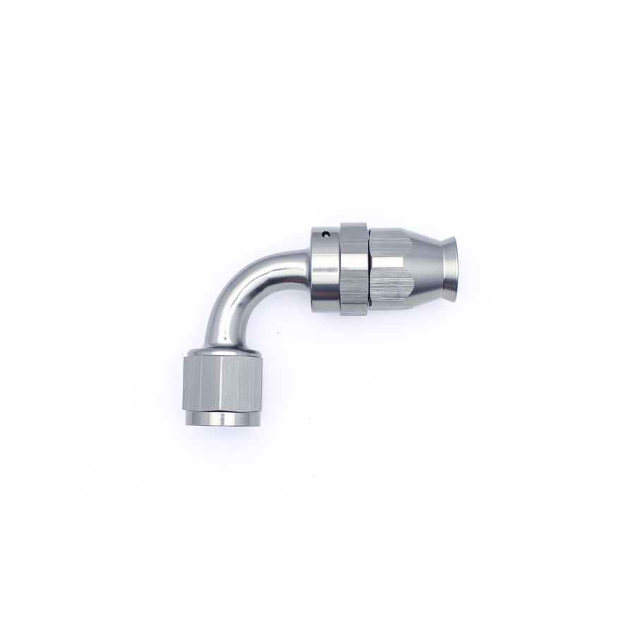 Deatschwerks 8AN Female Swivel 90-Degree Hose End PTFE (Incl 1 Olive Insert), Anodized DW Titanium