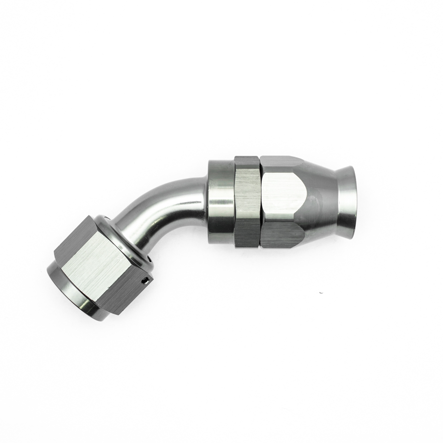 [6-02-0859] Deatschwerks 10AN Female Swivel 45-Degree Hose End PTFE (Incl 1 Olive Insert), Anodized DW Titanium