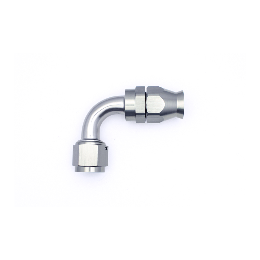 Deatschwerks 10AN Female Swivel 90-Degree Hose End PTFE (Incl 1 Olive Insert), Anodized DW Titanium