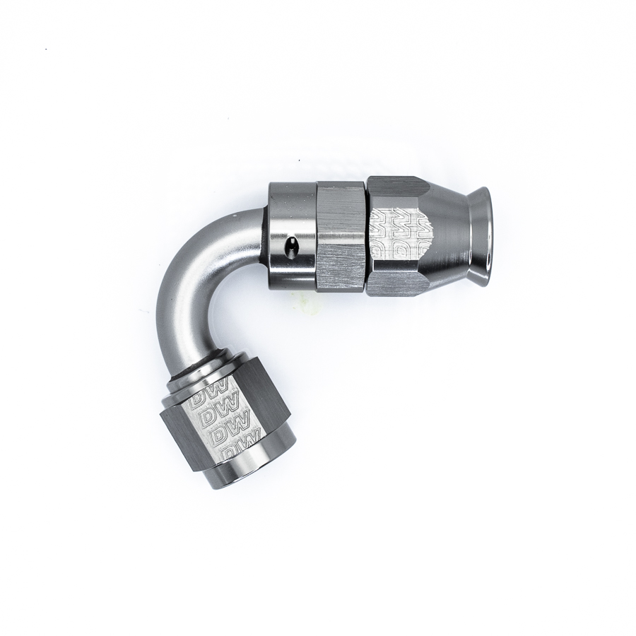 [6-02-0872] Deatschwerks 6 AN Female Flare Swivel (Incl Ferule/Olive) 120-Degree Hose End PTFE, Anodized DW Titanium