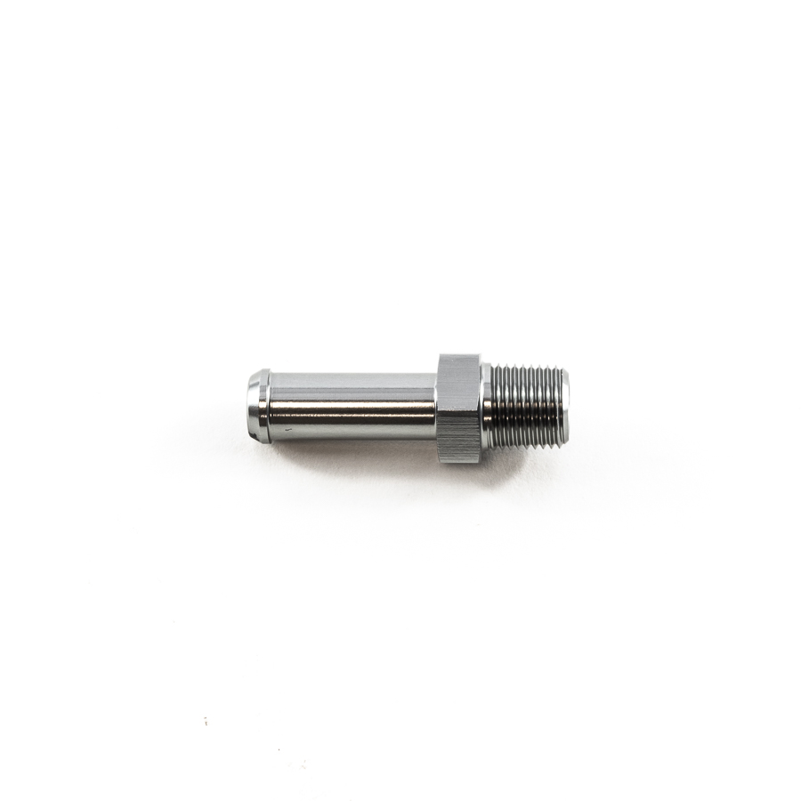 Deatschwerks 1/8 Inch NPT Male Thread to 5/16 Inch Single Hose Barb Adapter, Anodized DW Titanium