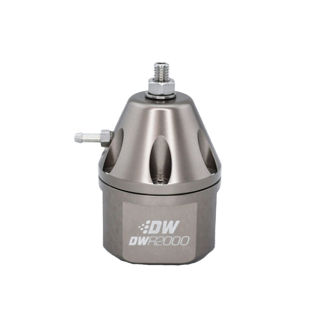 [6-2000-FRT] Deatschwerks DWR2000 adjustable fuel pressure regulator, anodized titanium. Dual 10AN inlet and -8AN outlet. Universal fitment