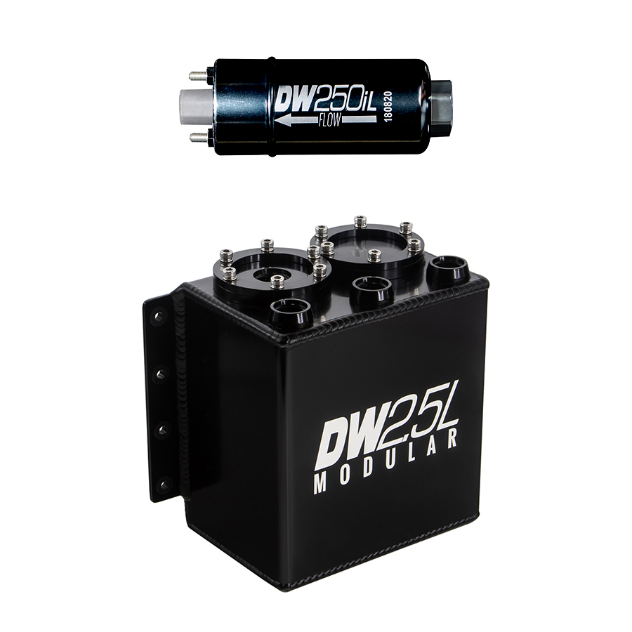 [6-251-25ST] Deatschwerks 2.5L modular surge tank, universal. Includes 1 250iL In-line Fuel Pump