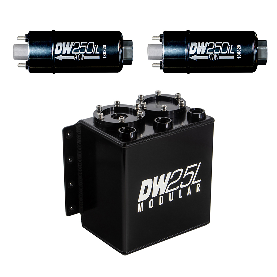 [6-252-25ST] Deatschwerks 2.5L modular surge tank, universal. Includes 2 250iL In-line Fuel Pump