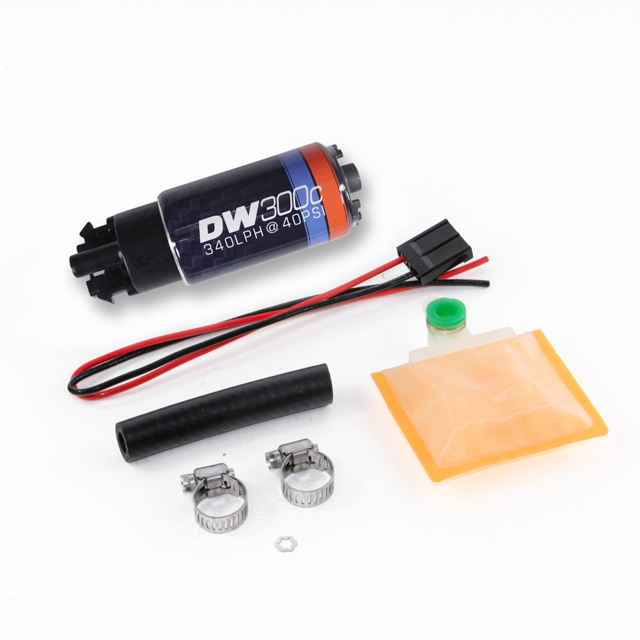 [9-309-1000] Deatschwerks DW300C series, 340lph compact fuel pump w/ mounting clips w/ Universal Install Kit.