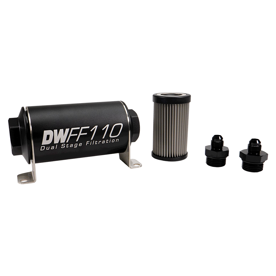 Deatschwerks -6AN, 10 micron, 110mm In-line fuel filter kit