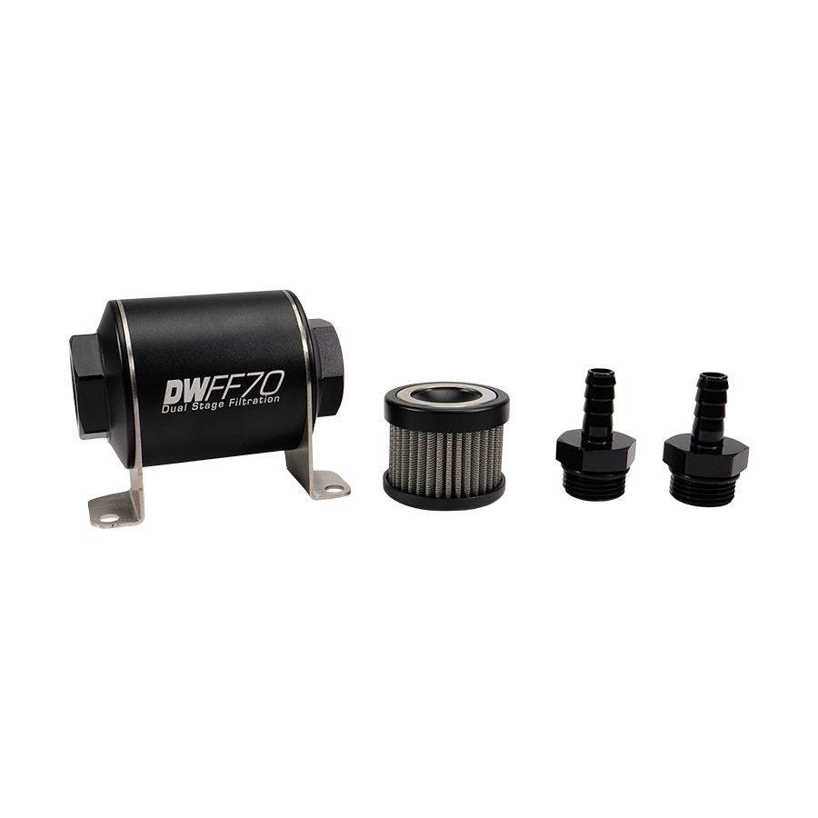 Deatschwerks 3/8 in, 100 micron, 70mm In-line fuel filter kit