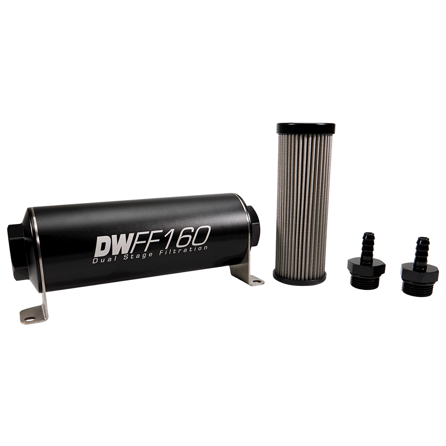 Deatschwerks 5/16 in, 10 micron, 160mm In-line fuel filter kit