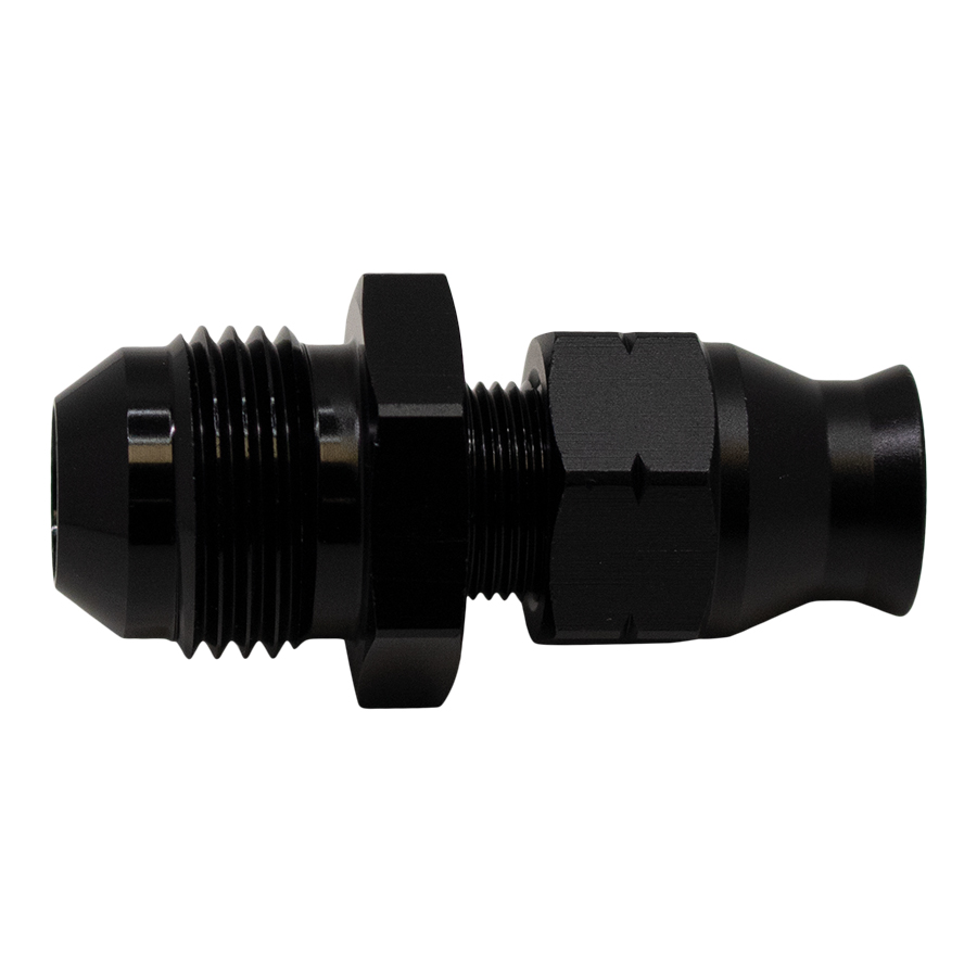 Deatschwerks 8AN Male Flare to 5/16 Inch Hardline Compression Adapter (Incl 1 Olive Insert), Anodized Matte Black