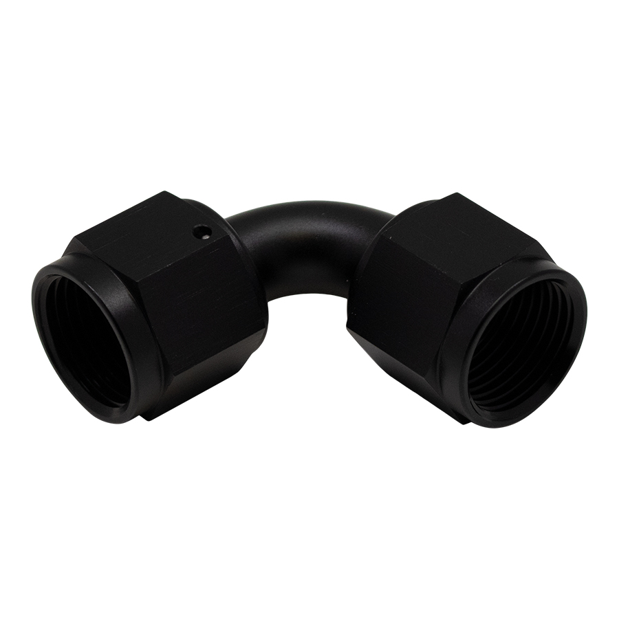 [6-02-0216-B] Deatschwerks 8AN Flare Female Swivel 90-Degree to 8AN Flare Female Swivel 90-Degree, Anodized Matte Black