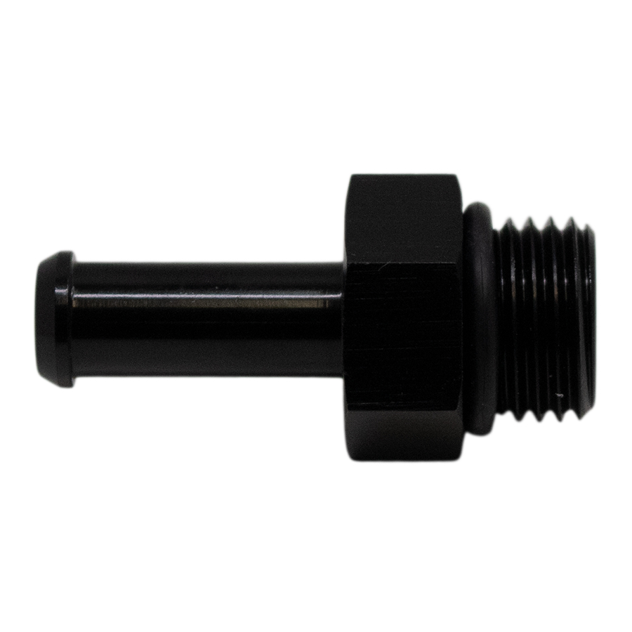 [6-02-0505-B] Deatschwerks 6AN ORB Male to 5/16 Inch Male Barb Fitting (Incl O-Ring), Anodized Matte Black