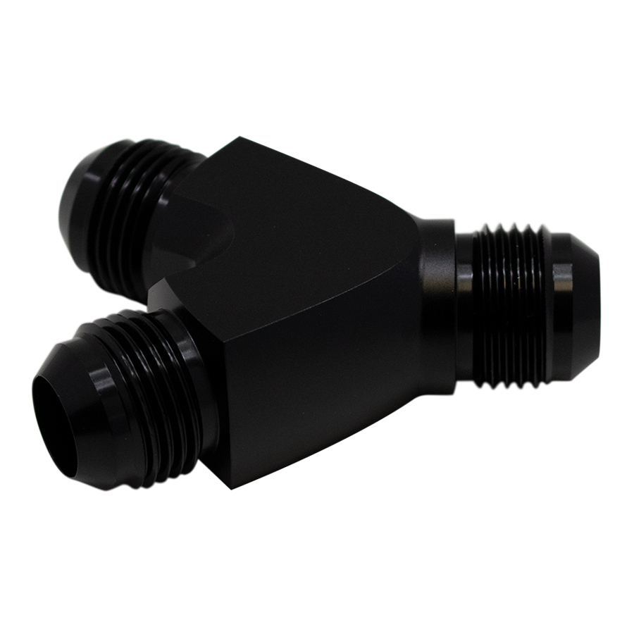 [6-02-0707-B] Deatschwerks 10AN Male Flare to 10AN Male Flare to 10AN Male Flare Y-Block Fitting, Anodized Matte Black