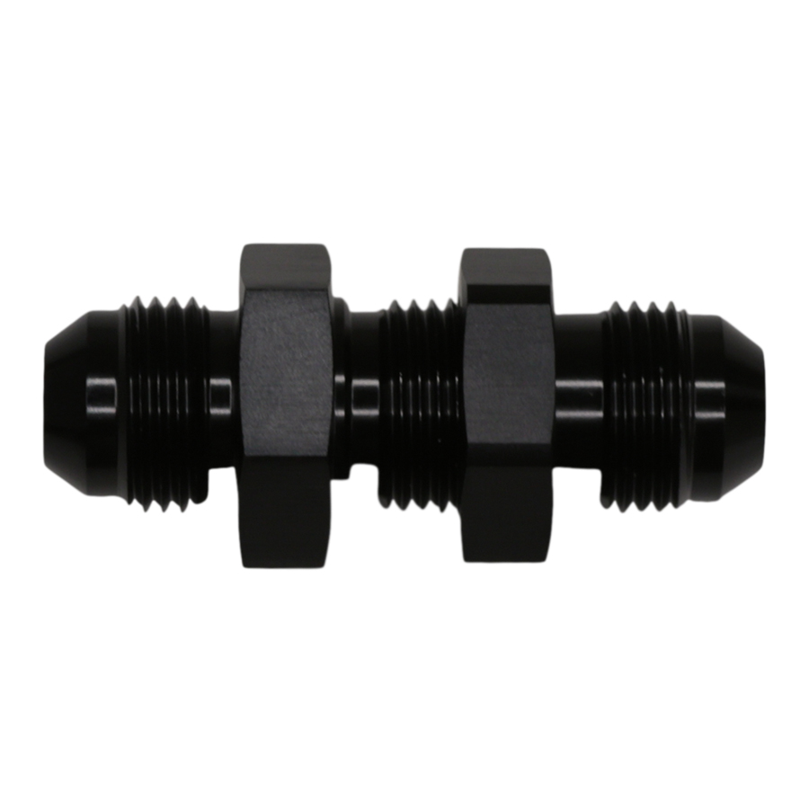 [6-02-0709-B] Deatschwerks 8AN Male Flare to 8AN Male Flare Bulkhead Adapter (Incl Nut), Anodized Matte Black
