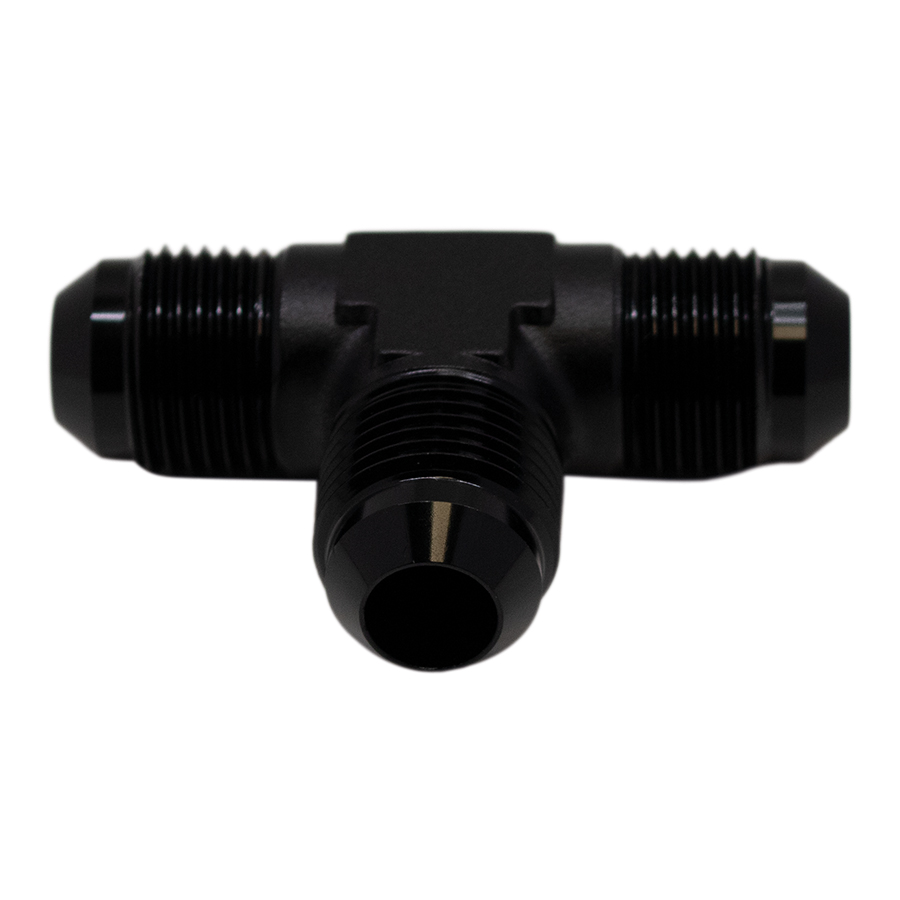 [6-02-0722-B] Deatschwerks 8AN Male Flare to 8AN Male Flare to 8AN Male Flare Tee Fitting, Anodized Matte Black