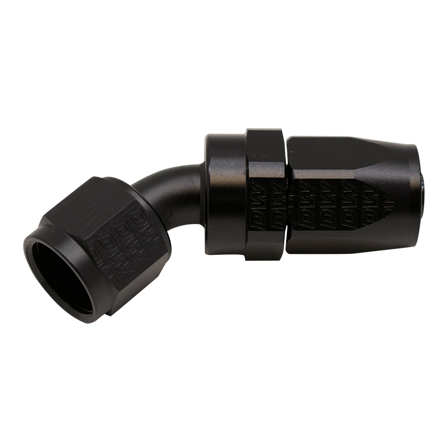Deatschwerks 8AN Female Swivel 45-Degree Hose End CPE, Anodized Matte Black