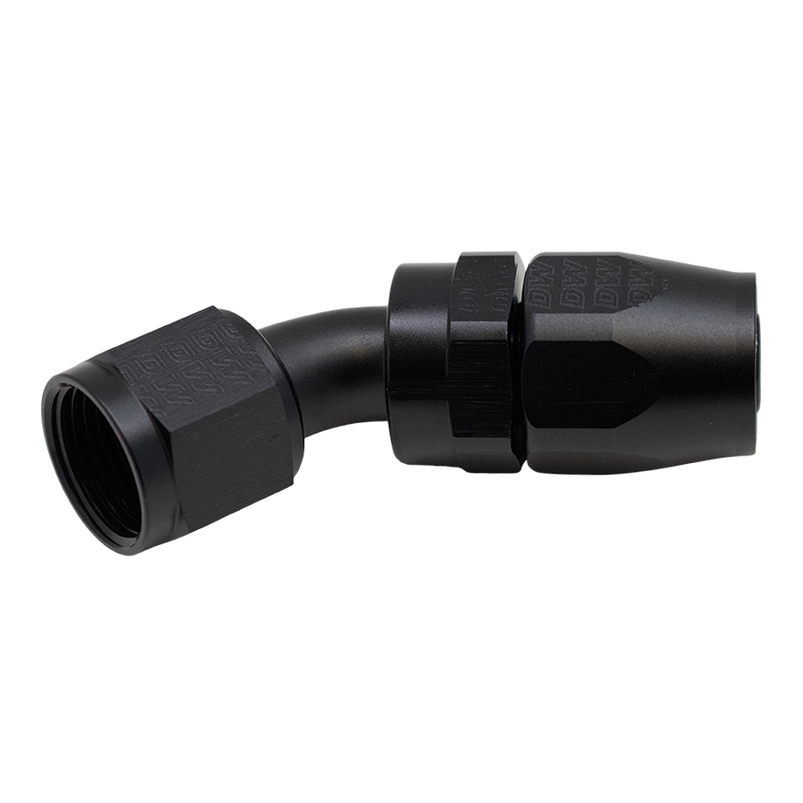[6-02-0810-B] Deatschwerks 10AN Female Swivel 45-Degree Hose End CPE, Anodized Matte Black