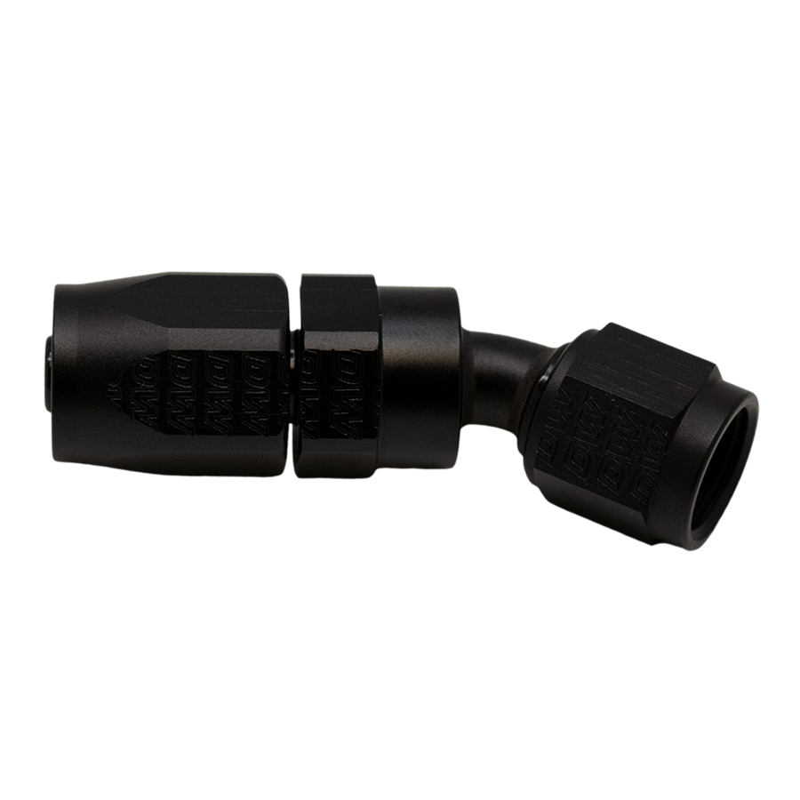 [6-02-0818-B] Deatschwerks 6 AN Female Flare Swivel 30-Degree Hose End CPE, Anodized Matte Black