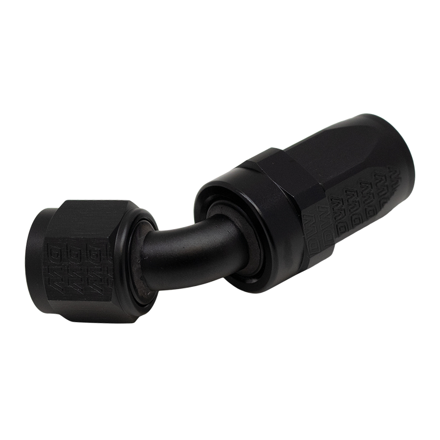[6-02-0822-B] Deatschwerks 8 AN Female Flare Swivel 60-Degree Hose End CPE, Anodized Matte Black