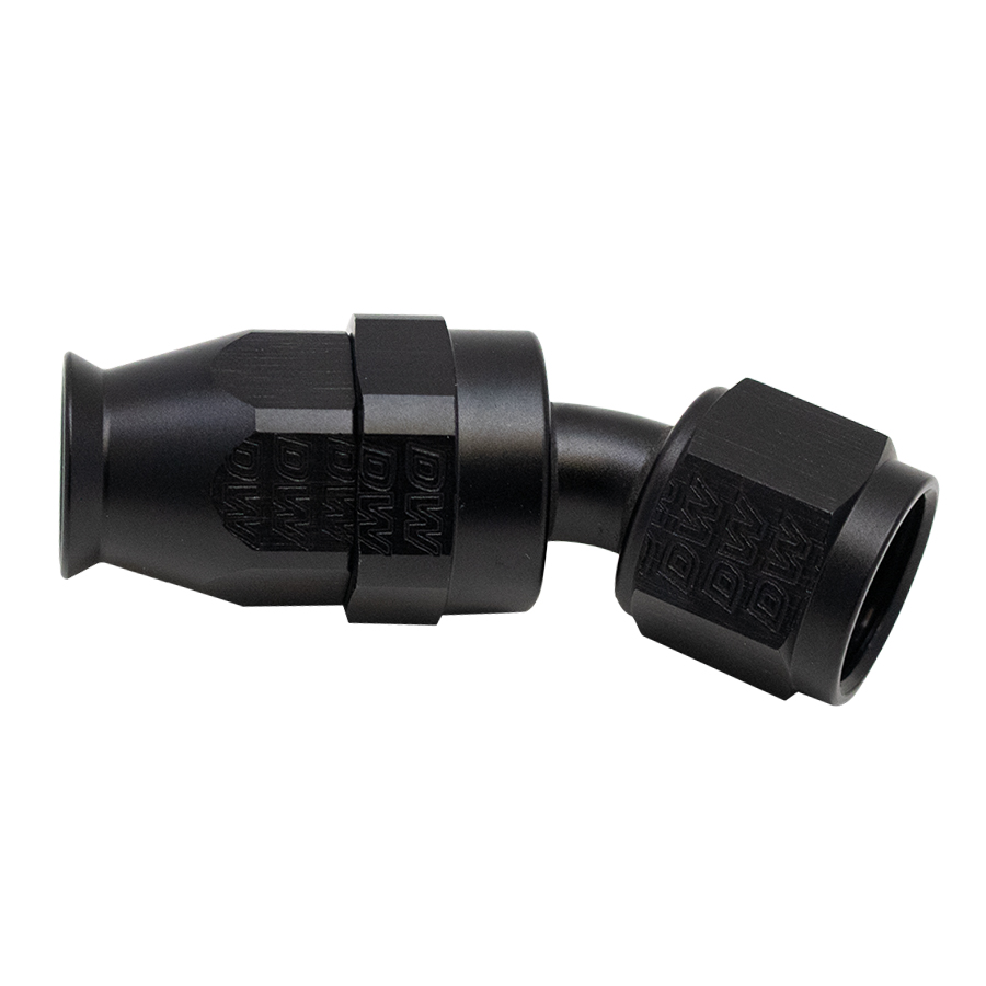 [6-02-0873-B] Deatschwerks 8 AN Female Flare Swivel (Incl Ferule/Olive) 30-Degree Hose End PTFE, Anodized Matte Black