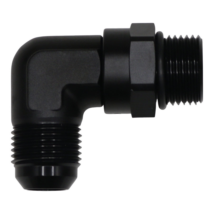 [6-02-0412-B] Deatschwerks 10AN ORB Male Swivel to 10AN Male Flare 90-Degree Fitting, Anodized Matte Black