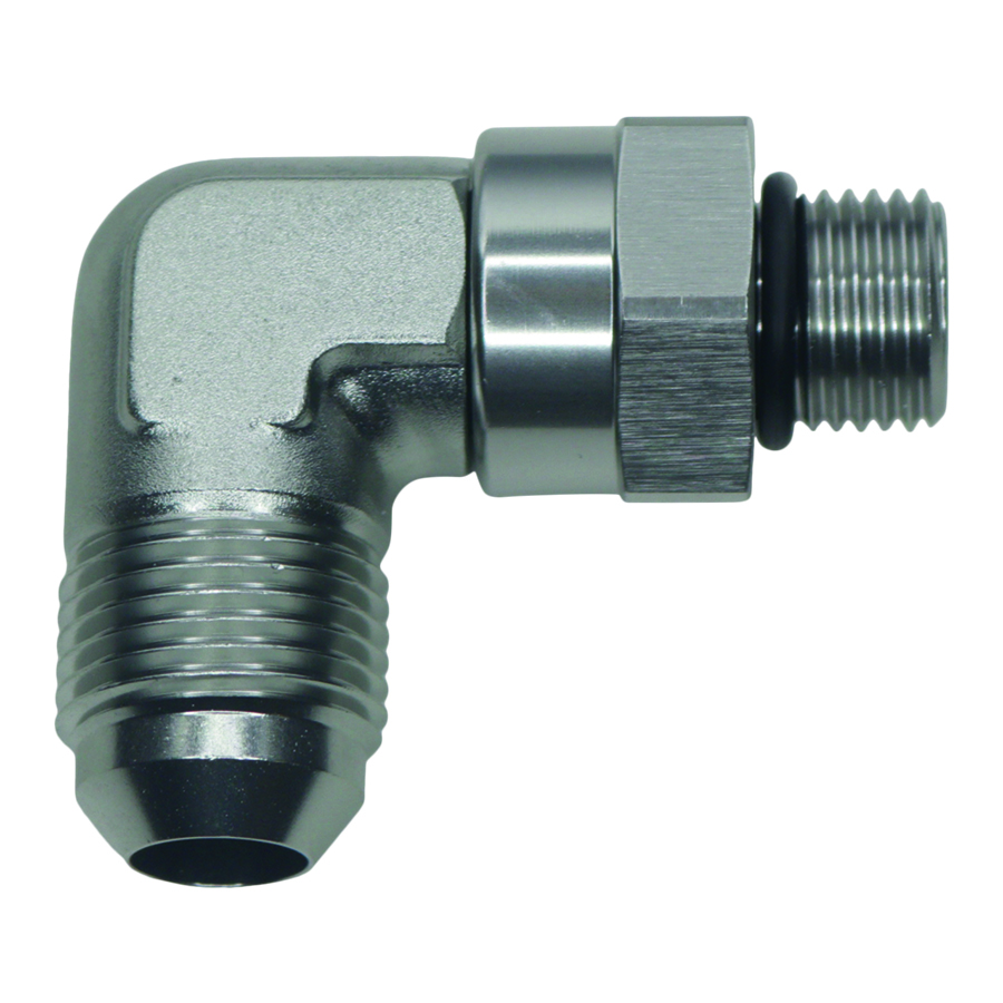 [6-02-0413] Deatschwerks 6AN ORB Male Swivel to 8AN Male Flare 90-Degree, Anodized Titanium