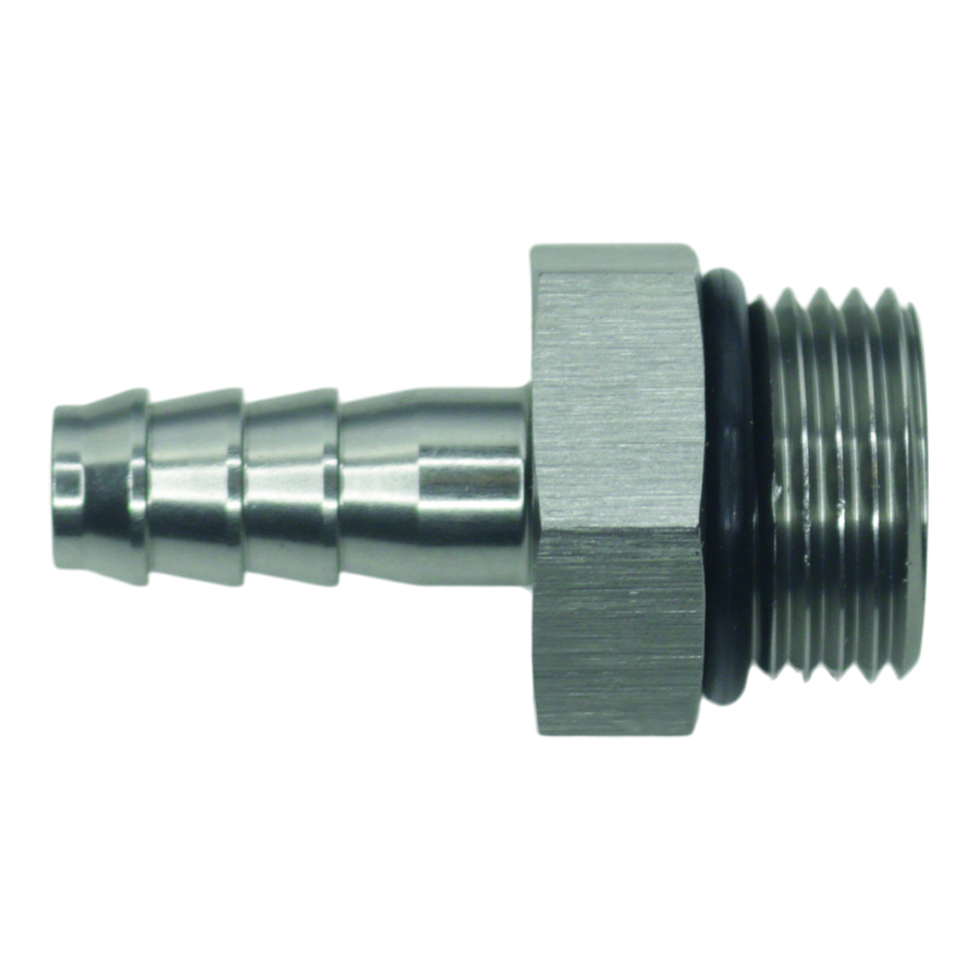 [6-02-0512] Deatschwerks 8AN ORB Male to 5/16 Inch Male Triple Barb Fitting (Incl O-Ring), Anodized DW Titanium