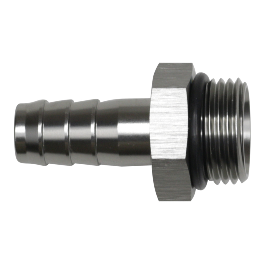 [6-02-0518] Deatschwerks 10AN ORB Male to 1/2 Inch Male Triple Barb Fitting (Incl O-Ring), Anodized DW Titanium