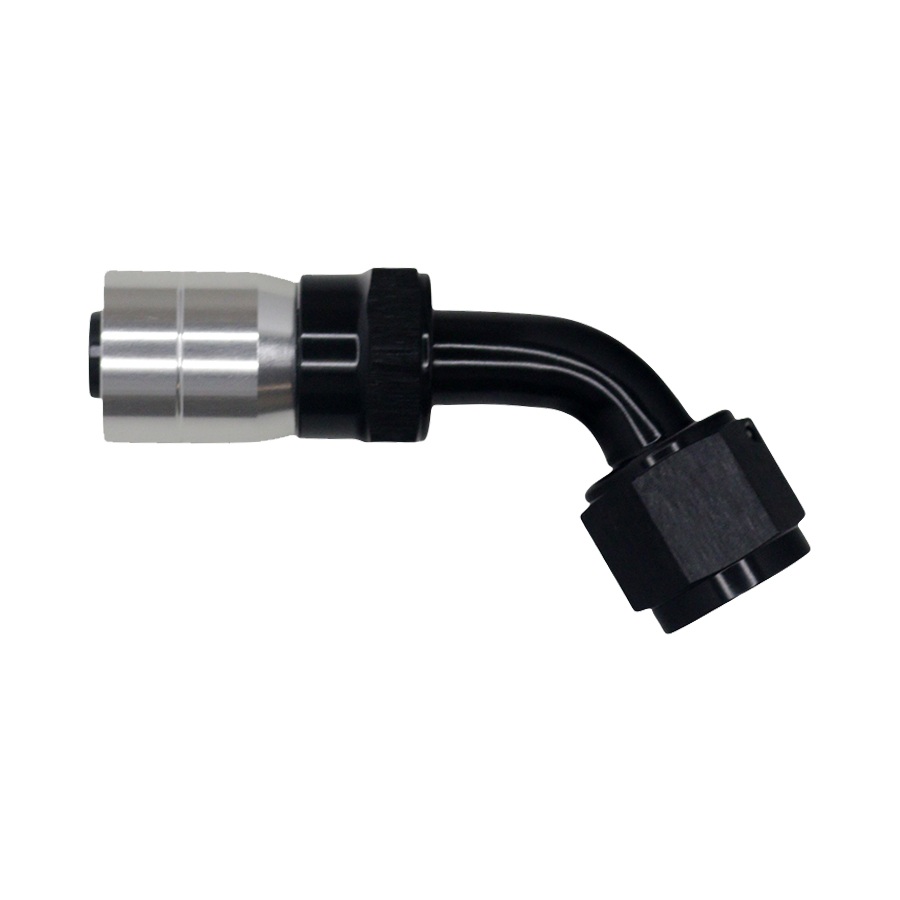 [6-02-0822-C-B] Deatschwerks 8 AN Female Flare Swivel 60-Degree Hose Crimping Style End CPE, Anodized Matte Black