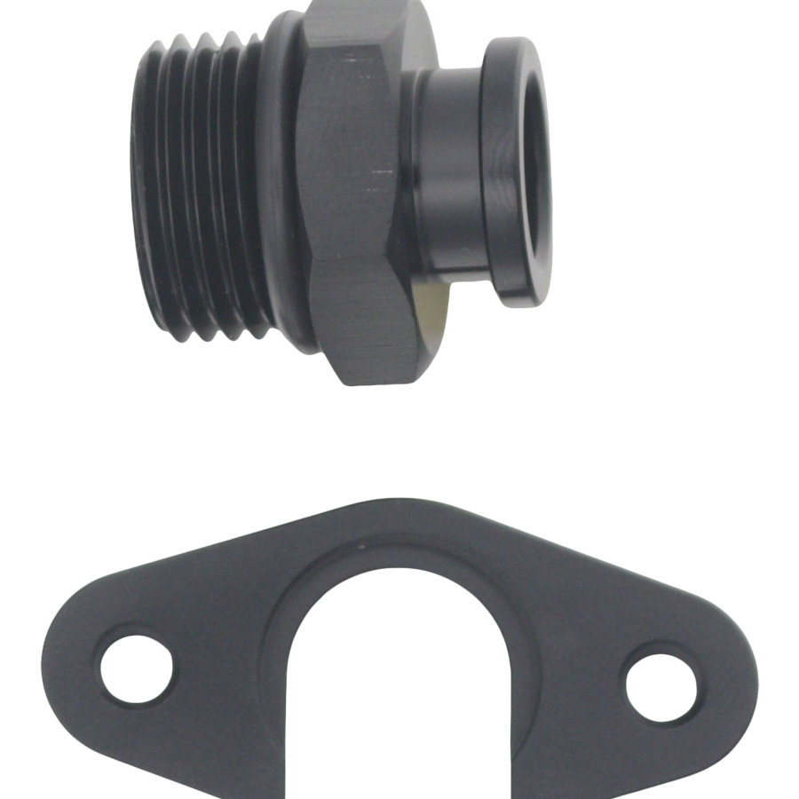 [6-02-0140-B] Deatschwerks 8AN ORB to Polaris RZR Turbo OE Regulator Adapter, Anodized Matte Black