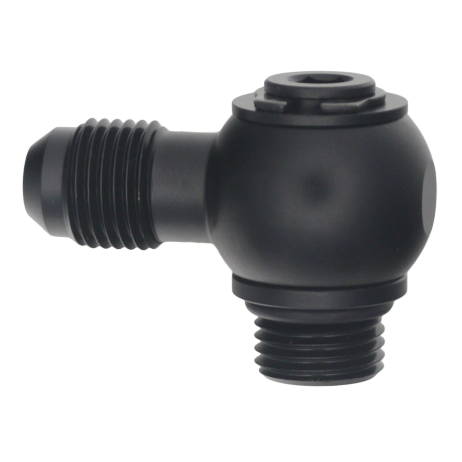 [6-02-0415-B] Deatschwerks 6AN ORB Male to 6AN Male Flare Low Profile 90-Degree Swivel, Anodized Matte Black