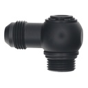 Deatschwerks 8AN ORB Male to 8AN Male Flare Low Profile 90-Degree Swivel, Anodized Matte Black