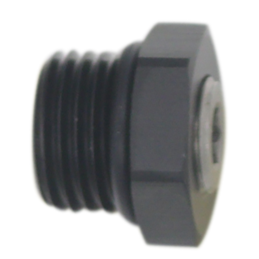 [6-02-0730-B] Deatschwerks 6AN ORB Male Plug Fitting with 1/8" NPT Gauge Port, Anodized Matte Black