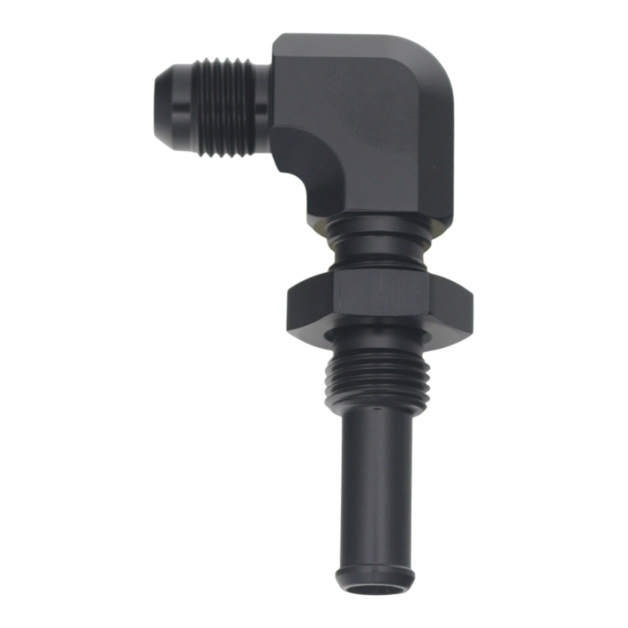 [6-02-0733-B] Deatschwerks 6AN Male Flare to 90-Degree 3/8" Single Hose Barb, Anodized Matte Black