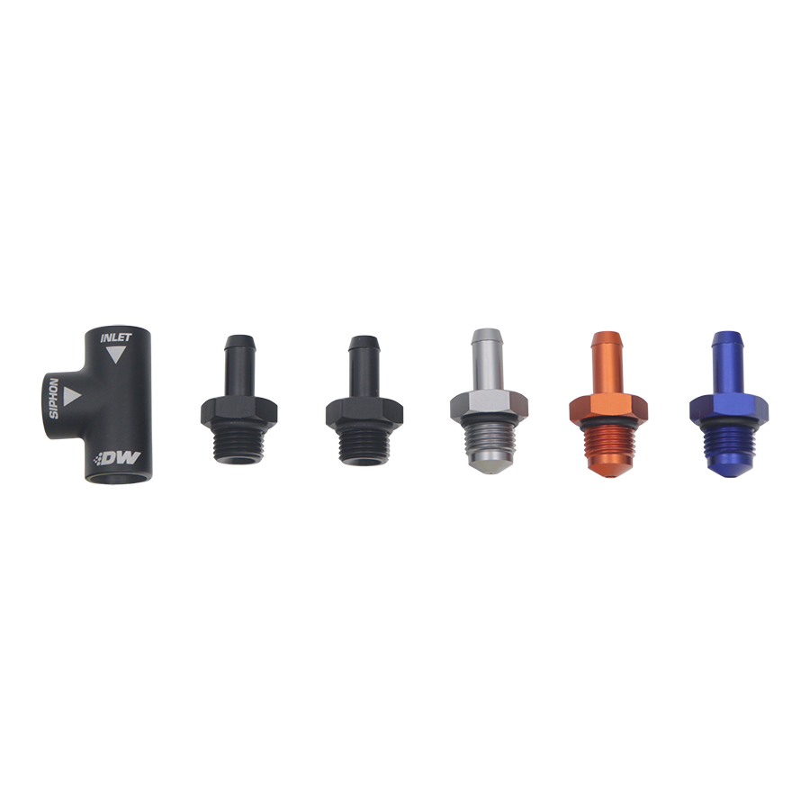 [6-03-0700] Deatschwerks Universal Venturi Siphon Jet, 5/16"   Hose Barb to 6AN ORB Female, Anodized Matte Black