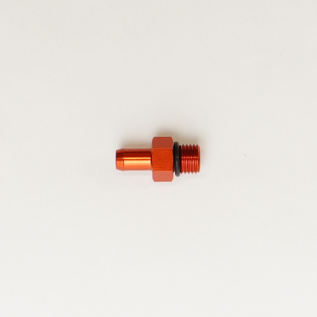 [6-02-0521-O] Deatschwerks 4AN ORB Male to 5/16 Inch Barb Fitting, Anodized DW Orange