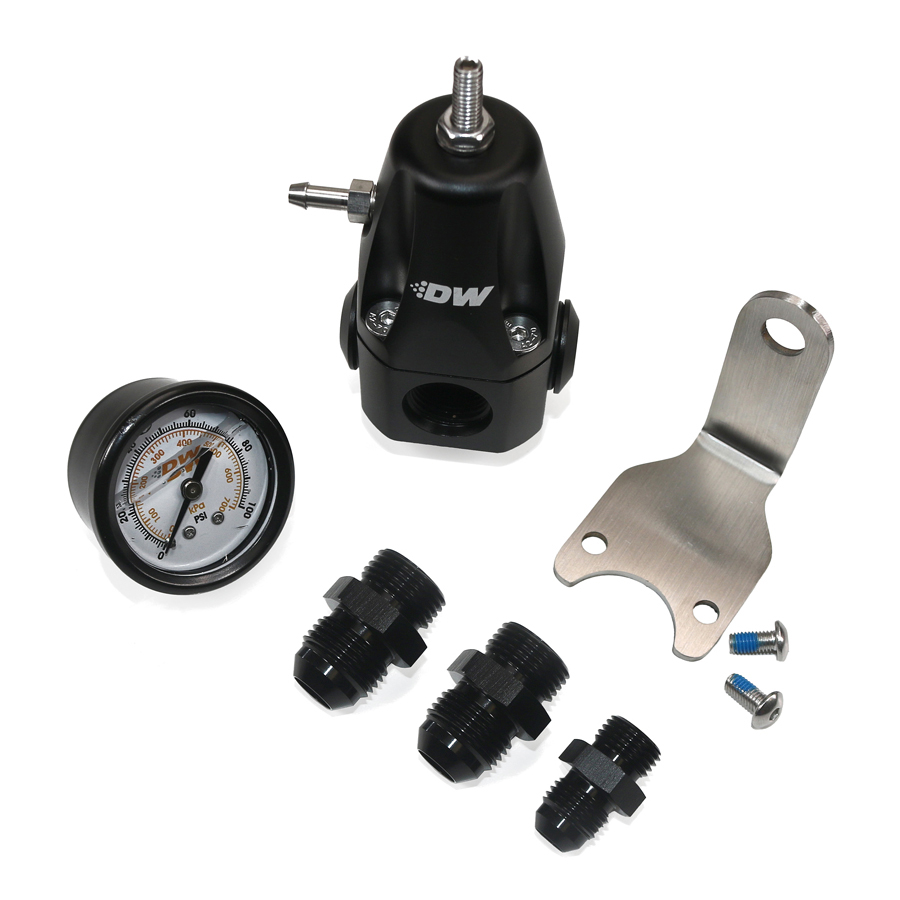[6-1000-FRB-86] Deatschwerks DWR1000 AFPR + pressure gauge + 8AN & 6AN fittings