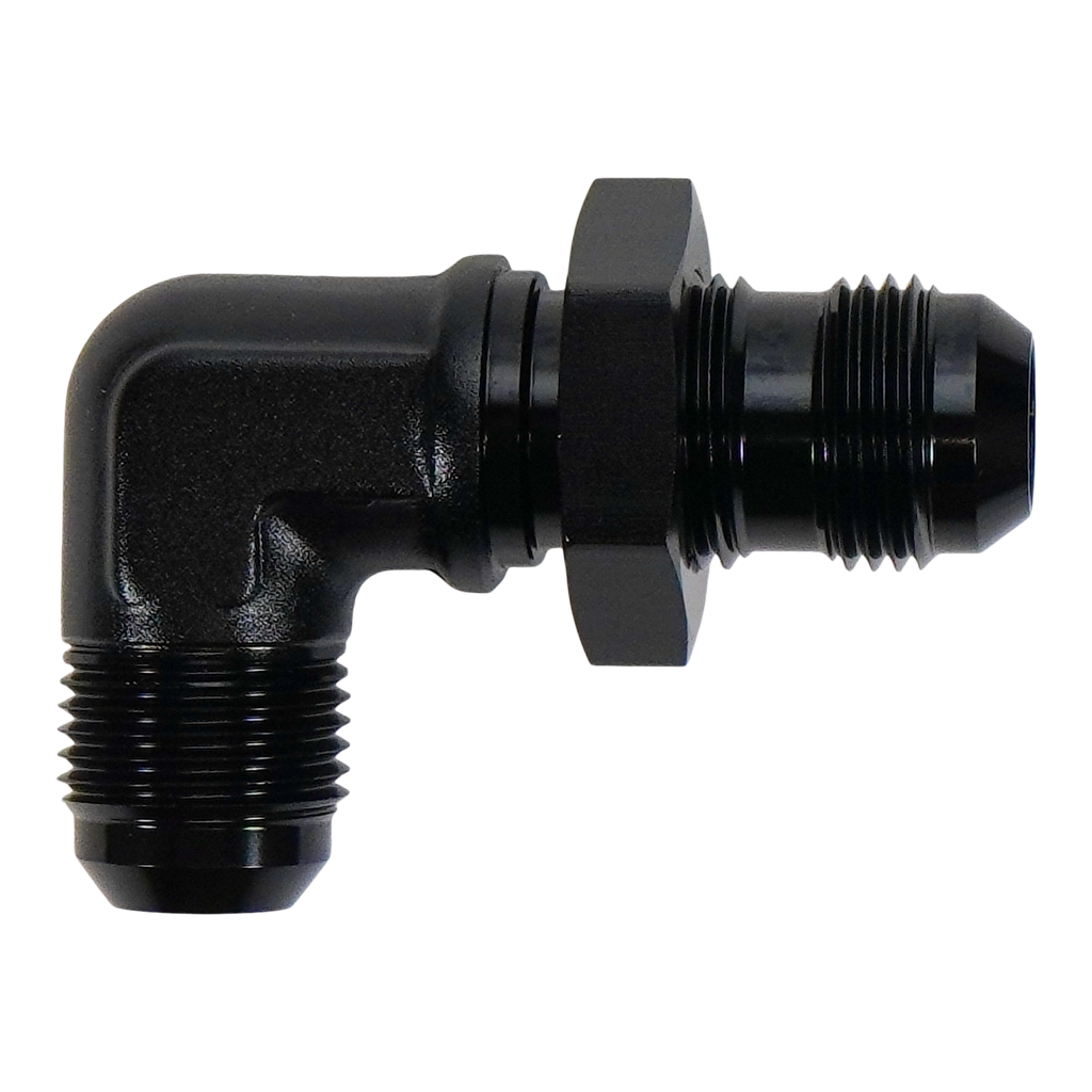 [6-02-0791-B] Deatschwerks 10AN Male Flare Bulkhead 90-Degree (with nut)