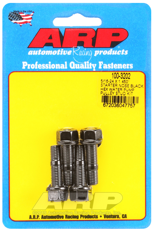 [100-3202] ARP 5/16-24 X 1.450 starter nose black hex water pump pulley stud kit